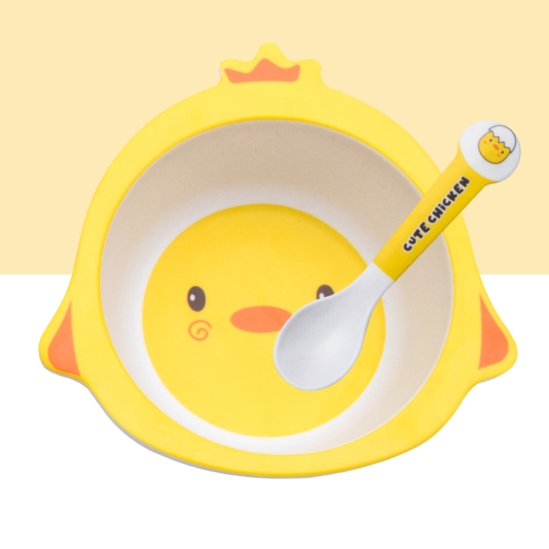 Cute Cartoon Chicken Bamboo Fi - Baby Food Bowl recension och pris